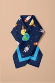 C50 Kadın Lacivert Beyaz Astronot Desenli 50x50 Bandana DG0967-22 thumbnail 3