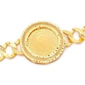 Altın Kaplama İmitasyon Zirkon Taşlı Desenli Yarım Altınlı Zincir Bileklik BLK-1205 thumbnail 2