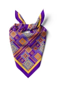 H16 Kadın Mor Sarı Ethnic Patch Desenli 50x50 Bandana thumbnail 1