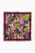 G39 Kadın Yeşil Pembe Çiçek Desenli 50x50 Bandana thumbnail 2