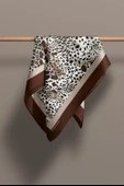 Kadın Kahverengi Koyu Kestane Leopar Desenli 50x50 Bandana - DG0938 thumbnail 4