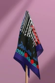 Y18 Kadın Egzotik Desenli Bandana 50x50 Mavi DG0402-22 thumbnail 6