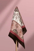 Z90 Kadın Vizon Etnik Desenli 50x50 Bandana HYL DG0827-22 thumbnail 6