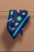 C50 Kadın Lacivert Beyaz Astronot Desenli 50x50 Bandana DG0967-22 thumbnail 5