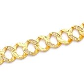 Altın Kaplama İmitasyon Zirkon Taşlı Desenli Yarım Altınlı Zincir Bileklik BLK-1205 thumbnail 3