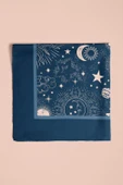F37 Kadın Lacivert Beyaz Moon Desenli Bandana DG1152 thumbnail 5
