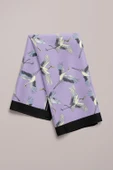 B9  Kadın Lila Stork Desenli 50x50 Bandana HYL DG0877-22 thumbnail 4
