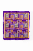 H16 Kadın Mor Sarı Ethnic Patch Desenli 50x50 Bandana thumbnail 2