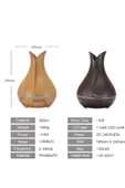Masaüstü Hava nemlendirici Ahşap Görünümlü 7 LED Renk Ultrasonik Aromaterapi Hava Temizleyici 550mL thumbnail 6