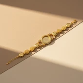 Altın Kaplama İmitasyon Zirkon Taşlı Çeyrek Altınlı Bileklik BLK-1203 thumbnail 4