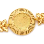 Altın Kaplama İmitasyon Çiçek Desenli Yarım Altınlı Bileklik BLK-1199 thumbnail 2