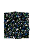 % 57 İPEK % 43 VİSKON Twill İpek Soyut Geometrik Desenli Saks - Zümrüt Yeşili Renkli 90x90 Eşarp Dikim Şekli : El Dikişi thumbnail 2