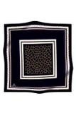 % 57 İPEK %43 VİSKON  Twill İpek Gold Halka Desenli Siyah - Krem Renkli 90x90 Eşarp Dikim Şekli : El Dikişi thumbnail 2