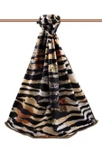 LÜKS MEDİNE İPEĞİ ZEBRA DESENLİ TABA - SİYAH RENKLİ 75X195 KIRIŞMAZ ŞAL MOSS KREP DİKİŞ TİPİ İTALYAN DİKİŞLİ thumbnail 2