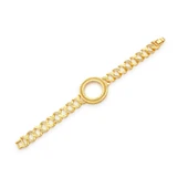 Altın Kaplama İmitasyon Zirkon Taşlı  Desenli Yarım Çerçeveli Zincir Bileklik BLK-1204 thumbnail 1