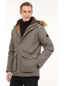 LUMBERJACK COLDIN 2 HAKİ kürklü kapşonlu casual spor kısa kaban thumbnail 3