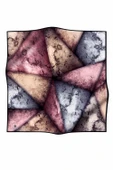 % 57 İPEK % 43 VİSKON Twill İpek Dokulu Ve Geometrik Desenli Pudra - Gri Renkli 90x90 Eşarp Dikim Şekli : El Dikişi thumbnail 2