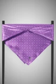 %100 Twill İpek Monogram Desenli Lila Renkli 90x90 Eşarp Dikim Şekli : El Dikişi thumbnail 5