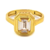 Altın Kaplama Zirkon Taşlı Baget Yüzük YZK-454 thumbnail 5