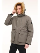 LUMBERJACK COLDIN 2 HAKİ kürklü kapşonlu casual spor kısa kaban thumbnail 7