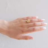 Altın Kaplama Zirkon Taşlı Baget Yüzük YZK-454 thumbnail 2