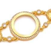 Altın Kaplama İmitasyon Zirkon Taşlı Çeyrek Çerçeveli Bileklik BLK-1202 thumbnail 2