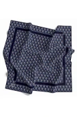 % 57 İPEK % 43 VİSKON Twill İpek Geometrik Desenli Lacivert - İndigo Renkli 90x90 Eşarp Dikim Şekli : El Dikişi thumbnail 2