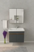 Tokyo Seramik Lavabolu Modern Aynalı Banyo Dolabı MDF thumbnail 3