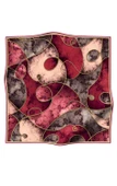 % 57 İPEK % 43 VİSKON Twill İpek Zincirli Mermer Desenli Bordo - Vizon Renkli 90x90 Eşarp Dikim Şekli : El Dikişi thumbnail 2