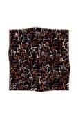 % 57 İPEK % 43 VİSKON Twill İpek Soyut Geometrik Desenli Taba - Sütlü Kahve Renkli 90x90 Eşarp Dikim Şekli : El Dikişi thumbnail 2