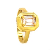 Altın Kaplama Zirkon Taşlı Baget Yüzük YZK-454 thumbnail 1