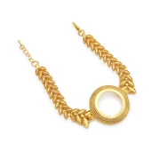 Altın Kaplama İmitasyon Çiçek Desenli  Yarım Çerçeveli Bileklik  BLK-1198 thumbnail 2