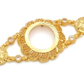 Altın Kaplama İmitasyon Çiçek Desenli Çeyrek Çerçeveli Çerçeve Bileklik BLK-1200 thumbnail 2