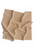%100 Twill İpek Monogram Desenli Bej Renkli 90x90 Eşarp Dikim Şekli : El Dikişi thumbnail 1