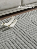 Yumuşak Peluş Tüylü İskandinav desenli Kabarık Bukleli Gri Renkli Halı thumbnail 2