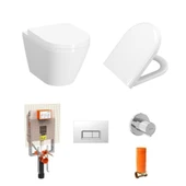 VitrA İntegra Kanalsız Asma Klozet (Yanları Kapalı) + VitrA Yavaş Kapak + VitrA Gömme Rezervuar Set thumbnail 1