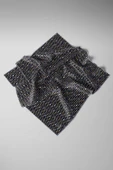 %100 Twill İpek Nokta Desenli Siyah - Gri Renkli 90x90 Eşarp Dikim Şekli : El Dikişi thumbnail 3