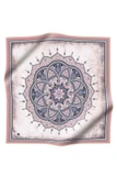 % 57 İPEK % 43 VİSKON Twill İpek Şal Desenli Pudra - Bebe Mavisi Renkli 90x90 Eşarp Dikim Şekli : El Dikişi thumbnail 2