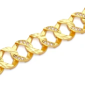 Altın Kaplama İmitasyon Zirkon Taşlı  Desenli Yarım Çerçeveli Zincir Bileklik BLK-1204 thumbnail 4