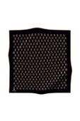 % 57 İPEK % 43 VİSKON Twill İpek Geometrik Desenli Siyah - Gold Renkli 90x90 Eşarp Dikim Şekli : El Dikişi thumbnail 2