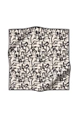 %100 Twill İpek Soyut Geometrik Desenli Krem - Siyah Renkli 90x90 Eşarp Dikim Şekli : El Dikişi thumbnail 2