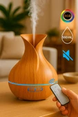 Masaüstü Hava nemlendirici Ahşap Görünümlü 7 LED Renk Ultrasonik Aromaterapi Hava Temizleyici 550mL thumbnail 1