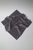 %100 Twill İpek Nokta Desenli Siyah - Mor Renkli 90x90 Eşarp Dikim Şekli : El Dikişi thumbnail 3