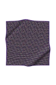 %100 Twill İpek Nokta Desenli Siyah - Mor Renkli 90x90 Eşarp Dikim Şekli : El Dikişi thumbnail 2