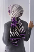 LÜKS MEDİNE İPEĞİ ZEBRA VE ÇİÇEK DESENLİ LİLA RENKLİ 75X195 KIRIŞMAZ ŞAL MOSS KREP DİKİŞ TİPİ İTALYAN DİKİŞLİ thumbnail 1
