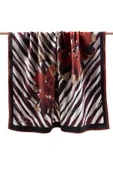 LÜKS MEDİNE İPEĞİ ZEBRA VE ÇİÇEK DESENLİ BORDO RENKLİ 75X195 KIRIŞMAZ ŞAL MOSS KREP DİKİŞ TİPİ İTALYAN DİKİŞLİ thumbnail 2