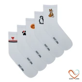 Gost Liria -5’li Beyaz Figürlü   Ribanalı Tenis Ünisex Çorap thumbnail 1