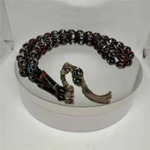 Tesbih TSBH0225BC 925 Ayar Gümüş Püsküllü Gümüş-Mercan İşlemeli Beyzi Kesim Usta El İşçilikli Erzurum Oltu Tesbih thumbnail 2