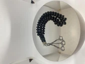 Tesbih TSBH0100BC 925 Ayar Gümüş Püsküllü Sade Basık Küre Kesim Usta El İşçilikli Erzurum Oltu Tesbih thumbnail 2