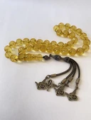 Tesbih TSBH0038AH 925 Ayar Gümüş Püsküllü  Faseta Kesim Usta El İşçilikli Ukrayna Su Damla  Kehribar Tesbih thumbnail 4